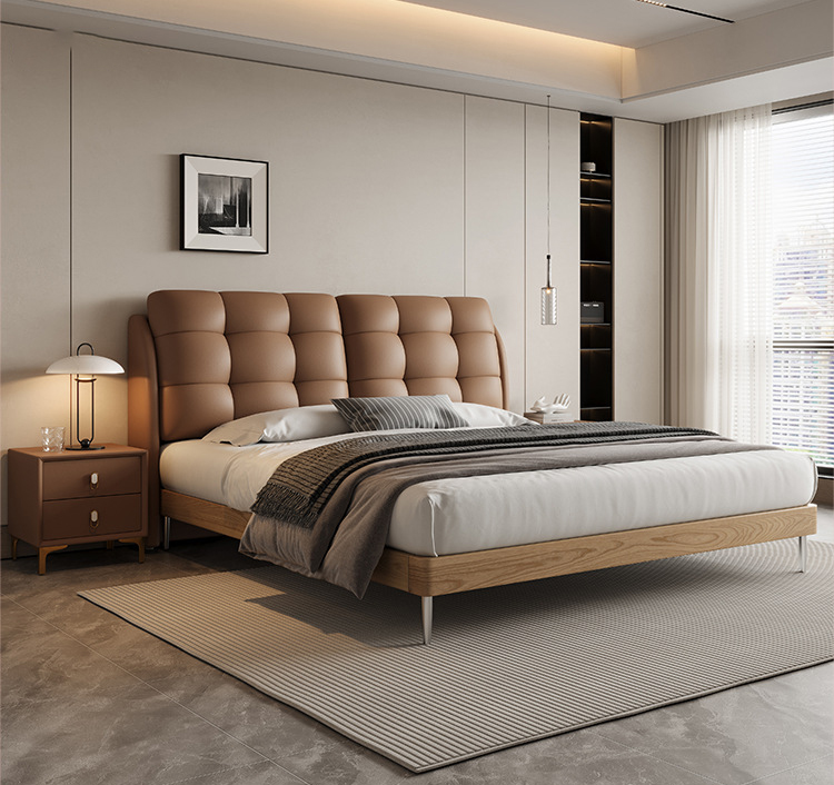 GIƯỜNG NGỦ DA BÒ NGUYÊN KHỐI ODGN21