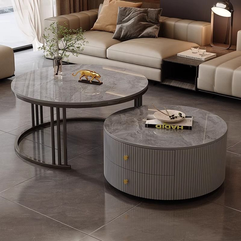 BÀN TRÀ TRÒN ĐÔI MẶT ĐÁ ERICA – BDT02